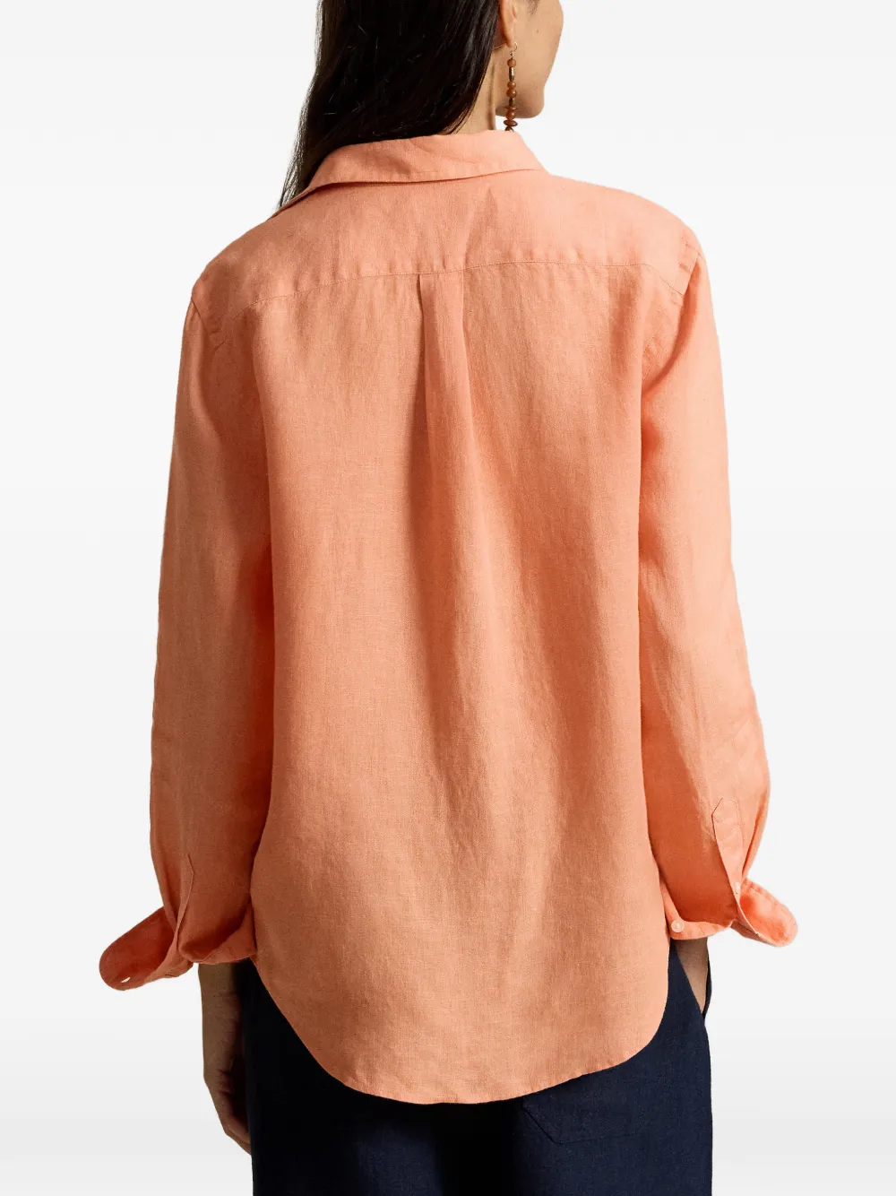 Polo Ralph Lauren Linnen blouse met geborduurd logo Oranje