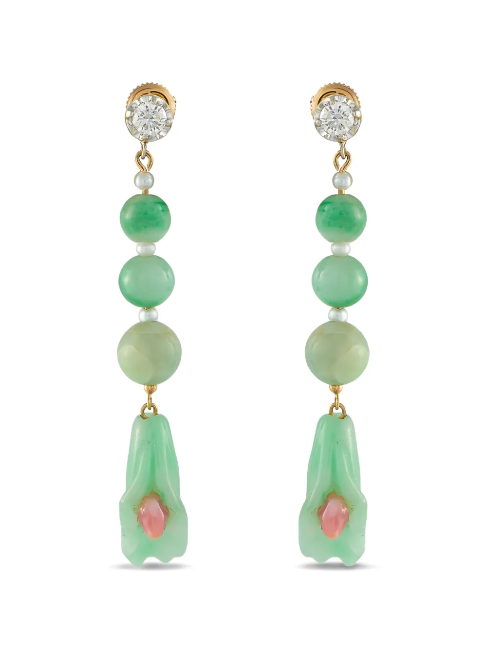 LB Exclusive jade and diamond earrings - Oro
