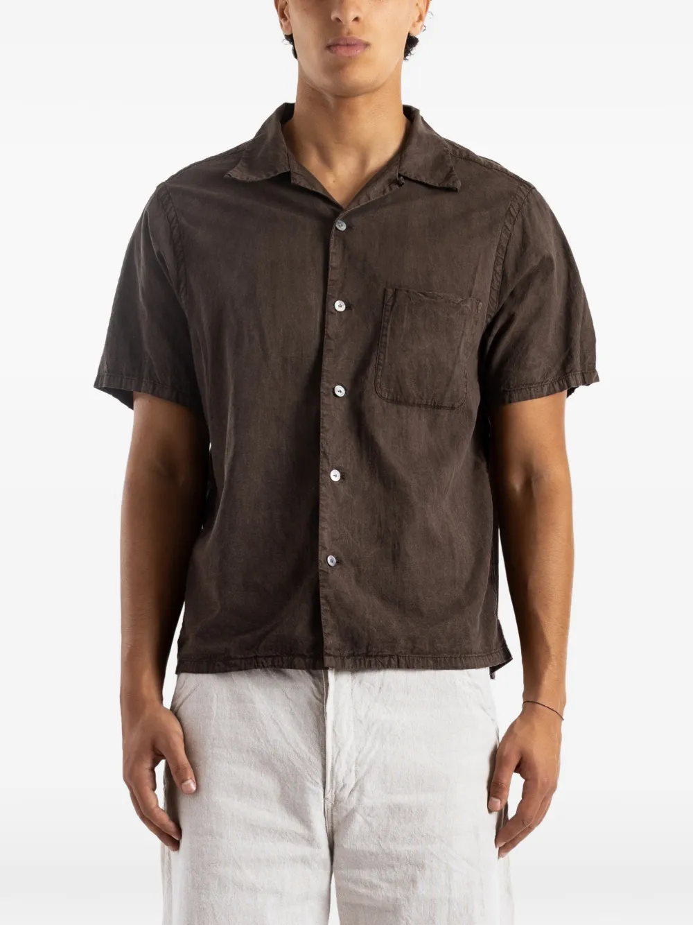 TAIGA TAKAHASHI Lot.113 open-collar shirt - Marrone