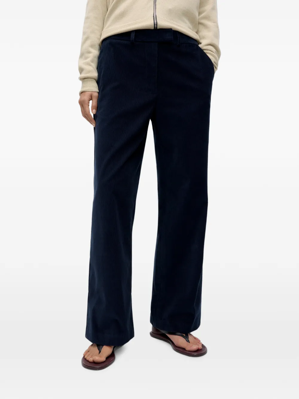 Cordera Corduroy Low-rise Trousers In Black