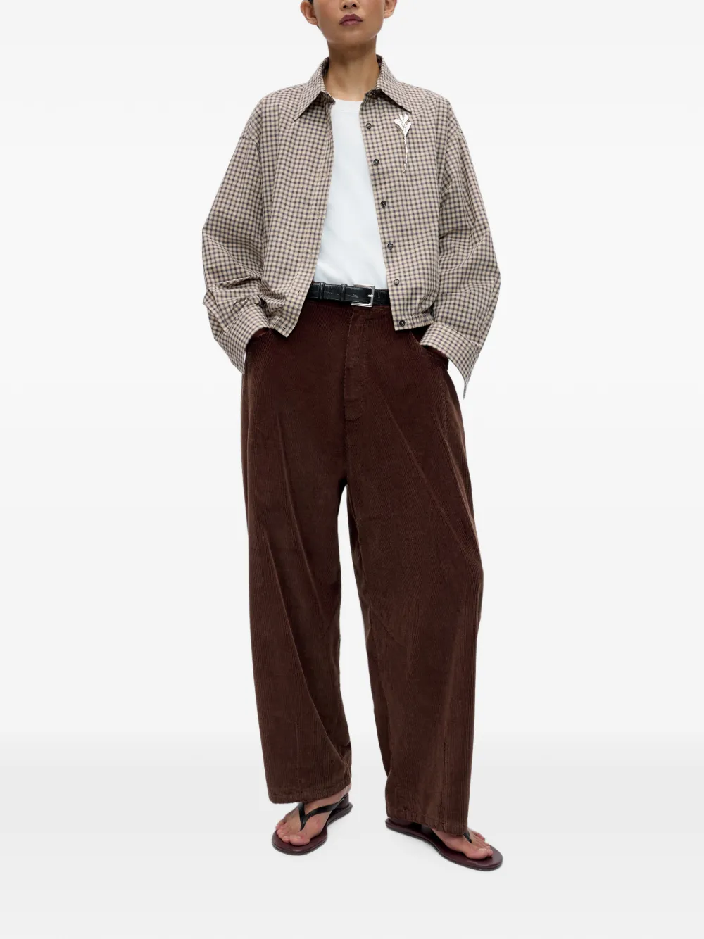 Cordera Ribfluwelen baggy broek Bruin