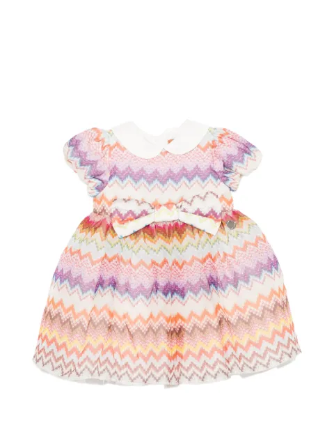 Missoni Kids vestido con detalle de moño y motivo en zigzag