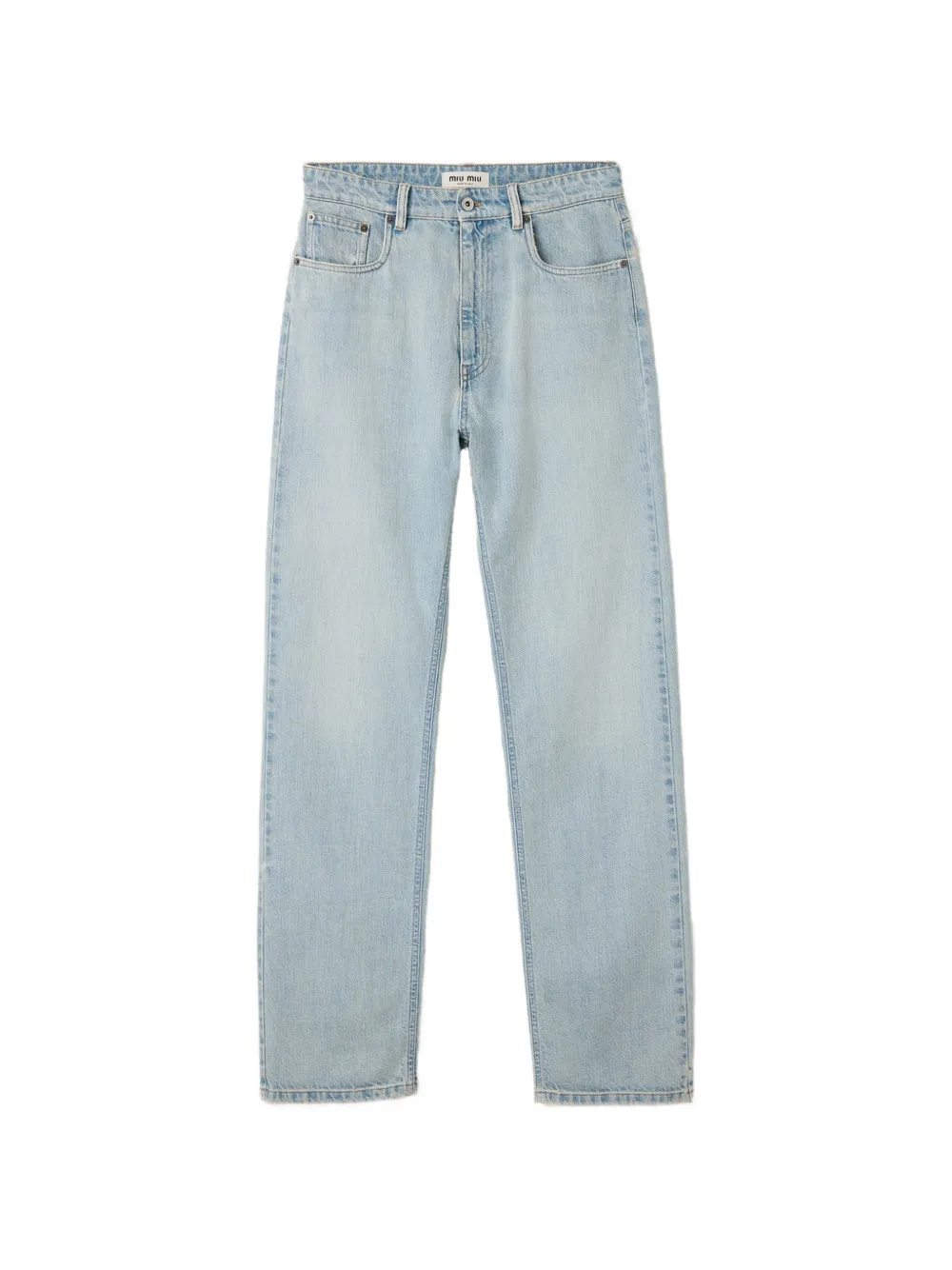 Miu Miu logo-patch straight-leg jeans - Blu