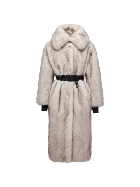 Moncler Grenoble abrigo de piel artificial con cinturón