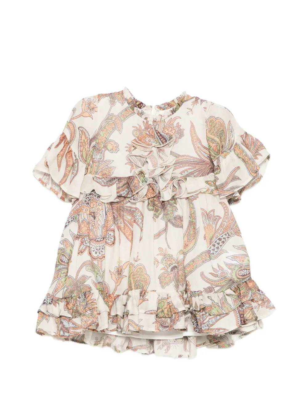 ETRO KIDS paisley-print ruffled dress - Toni neutri