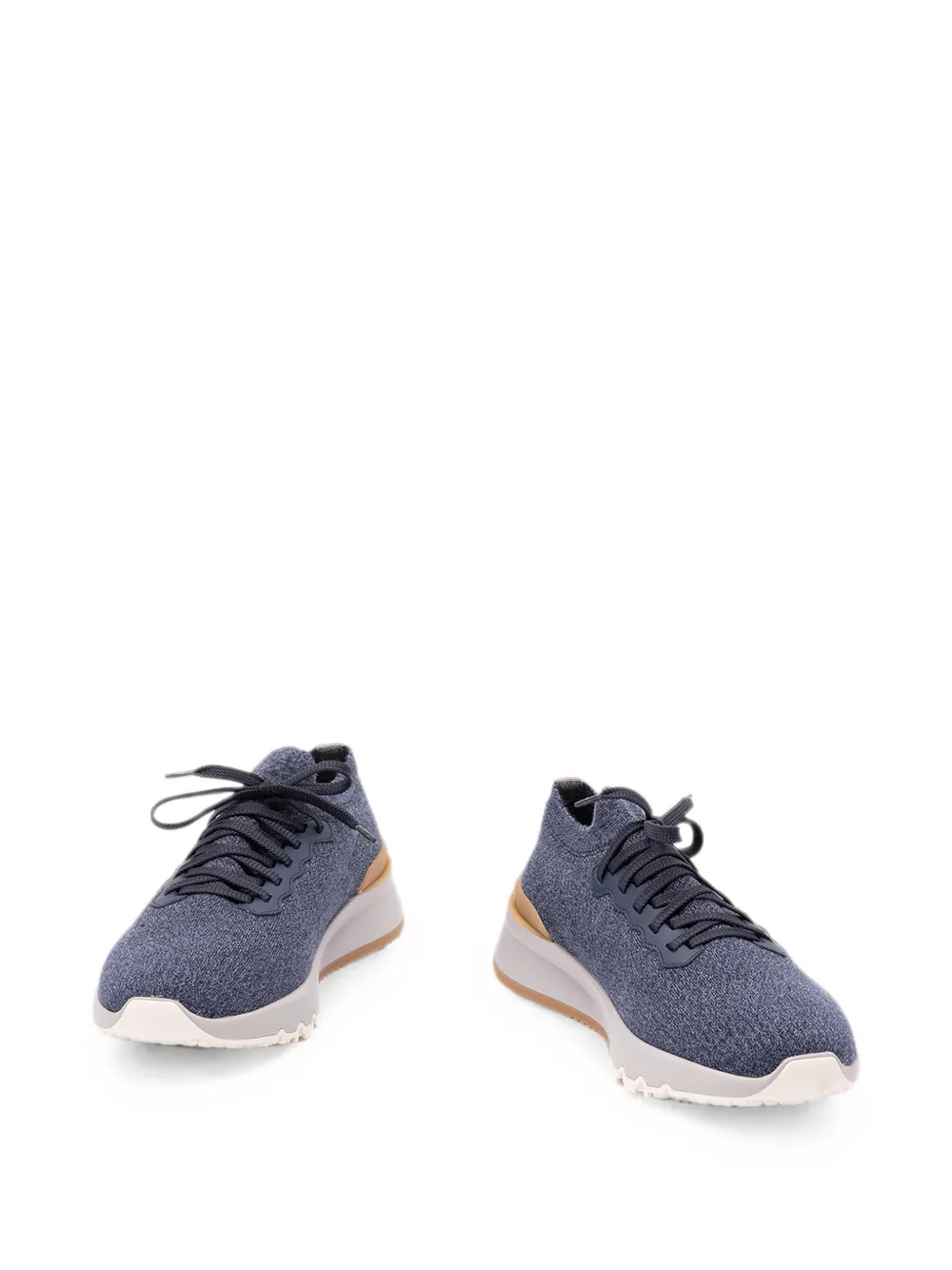 Brunello Cucinelli knitted lace-up sneakers Blauw