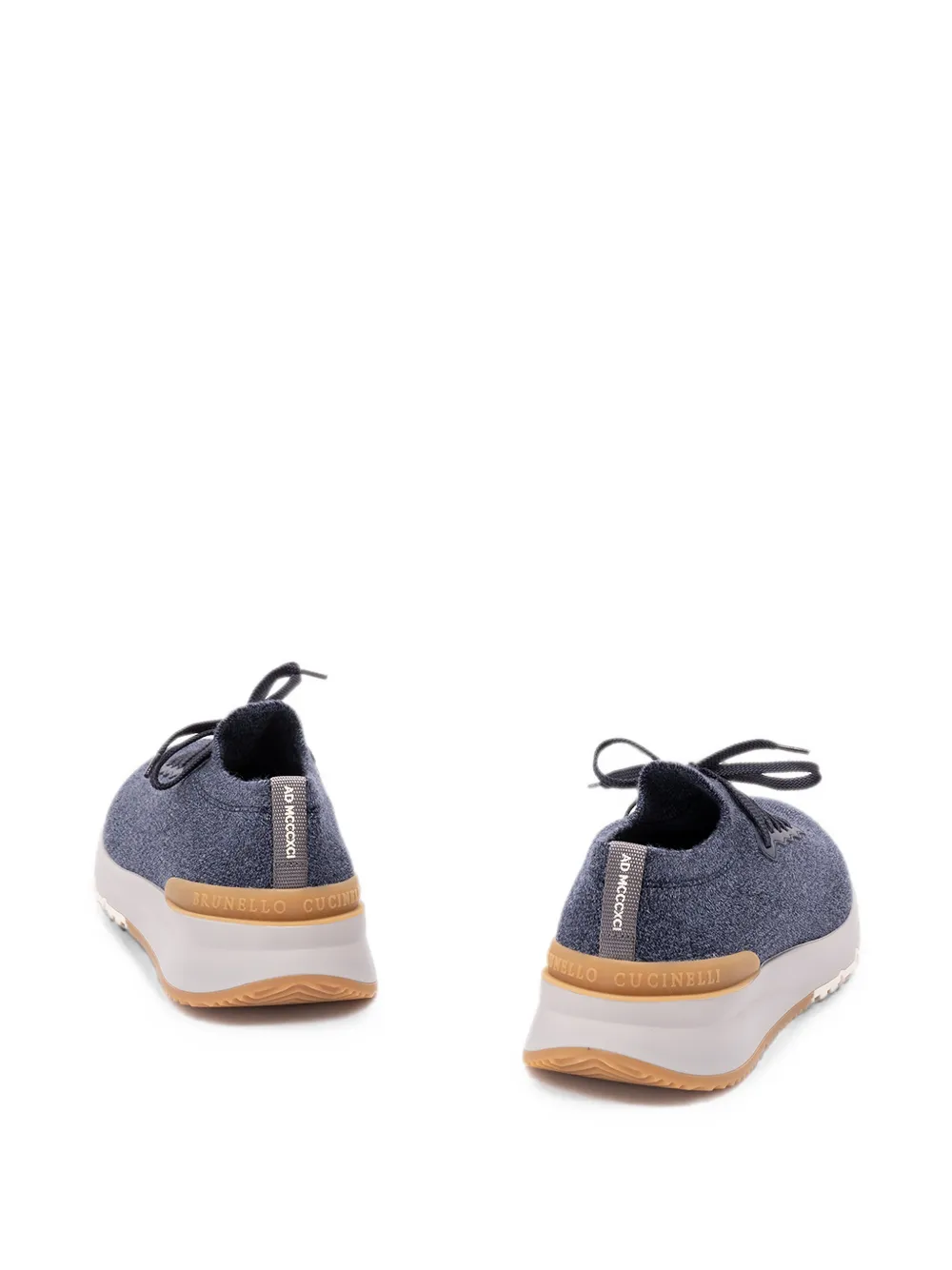 Brunello Cucinelli knitted lace-up sneakers Blauw