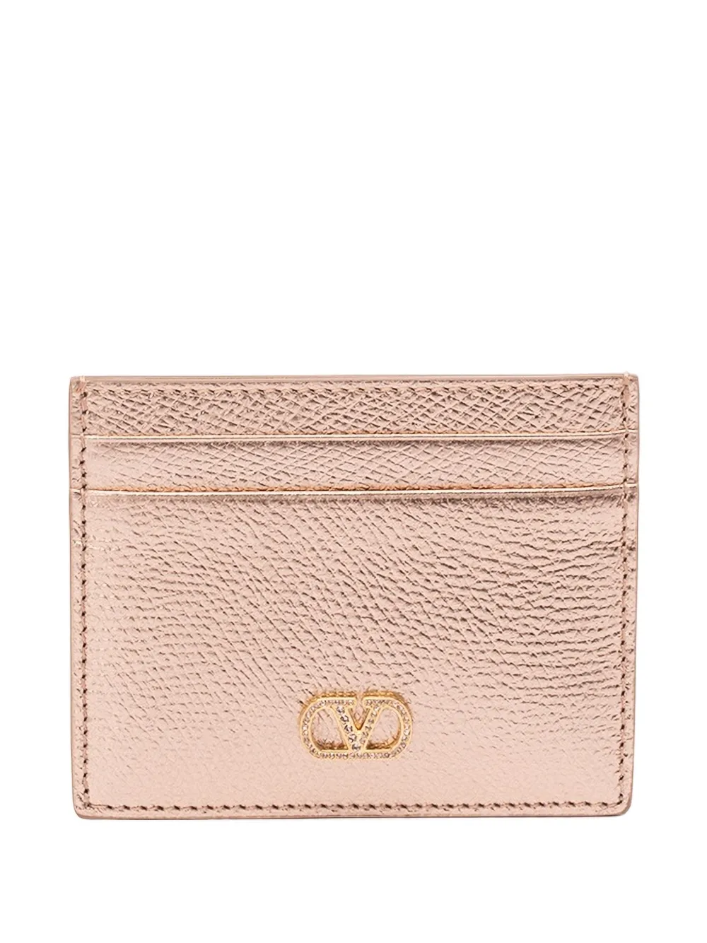 Valentino Garavani VLogo crystal-embellished card holder - Rosa