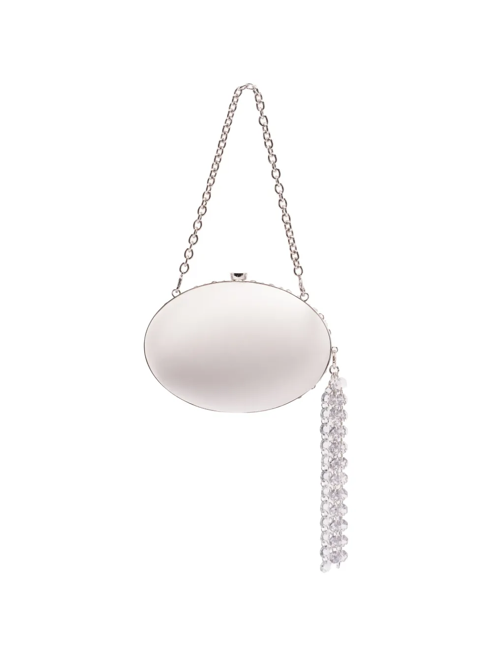 Self-Portrait Ovalen clutch met kristallen ketting Wit