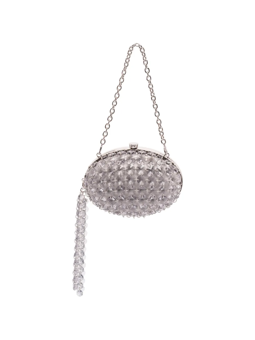 Self-Portrait Ovalen clutch met kristallen ketting Wit