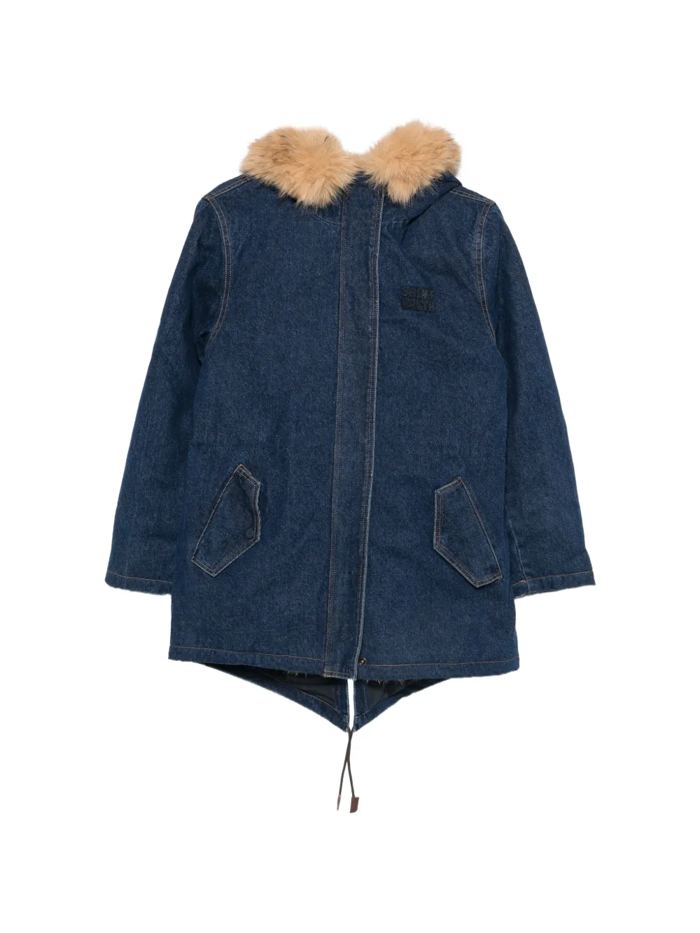 MC2 Saint Barth Brenna denim jas met capuchon en afwerking van imitatiebont Blauw