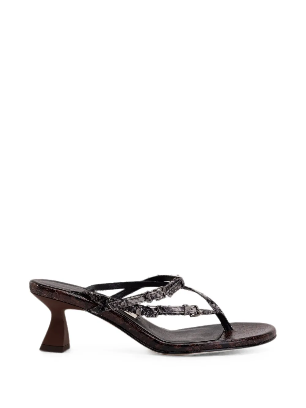 Miista Abisai Buckled Snakeskin-effect Sandals In Brown