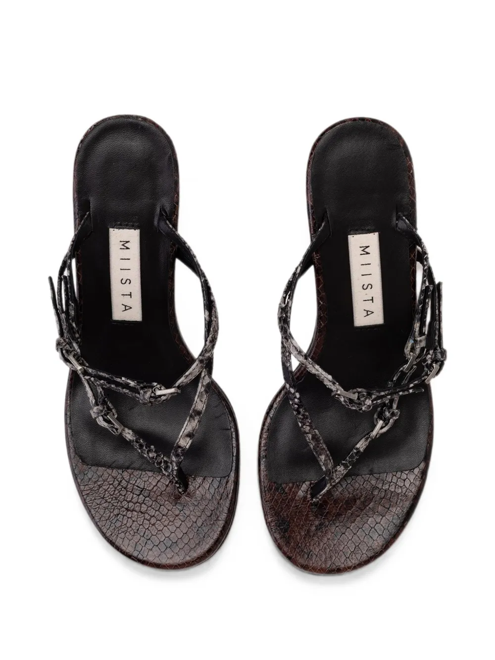 Miista Abisai buckled snakeskin-effect sandals Grijs
