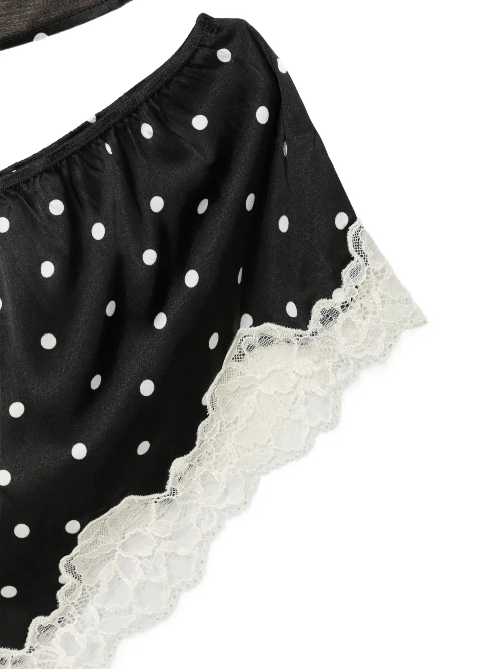 MC2 Saint Barth Pilar pyjamaset met stippen en kanten afwerking Zwart