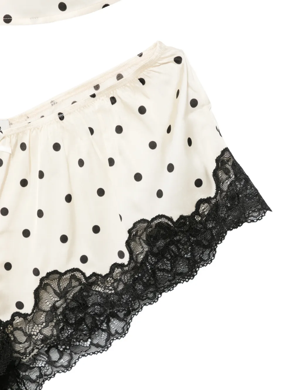 MC2 Saint Barth Pilar pyjamaset met stippen en kanten afwerking Beige