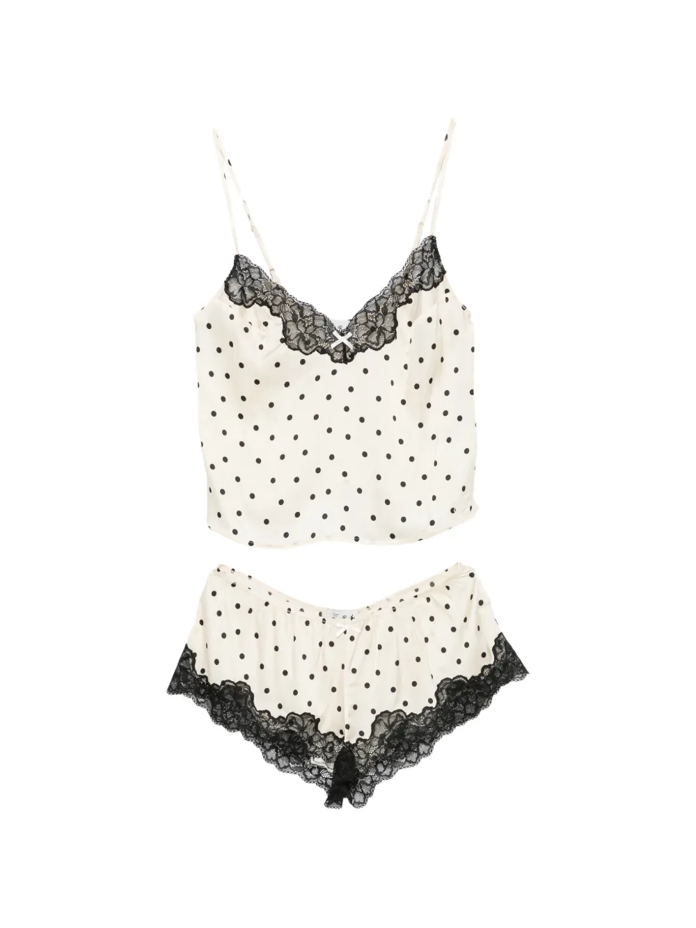 MC2 Saint Barth Pilar pyjamaset met stippen en kanten afwerking Beige