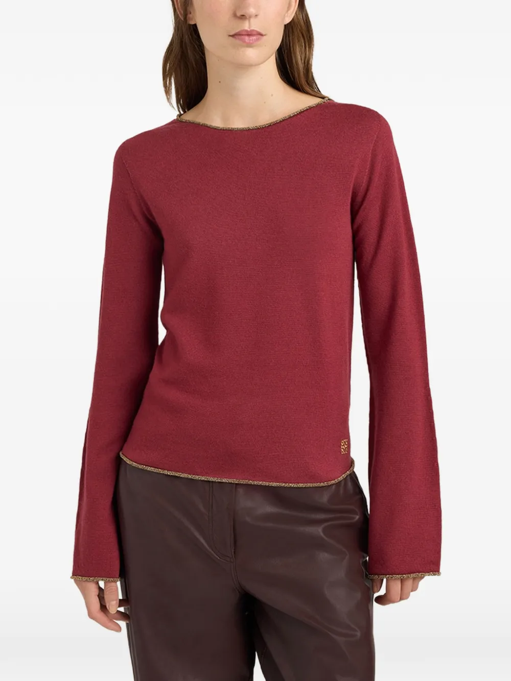 MOMONÌ Stiga bell-sleeve crew-neck top - Rouge MOMONÌ Stiga bell-sleeve crew-neck top - Rouge