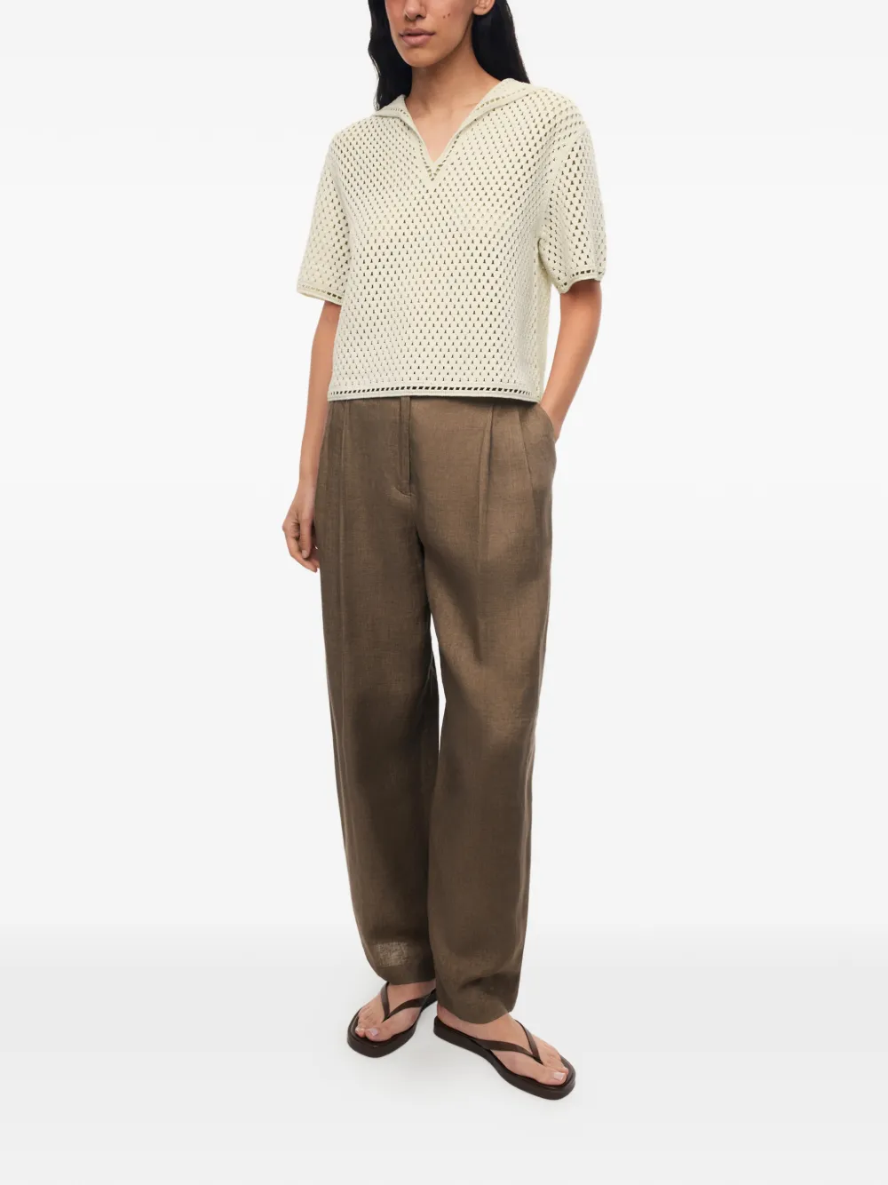 12 STOREEZ Meadow gehaakt T-shirt Beige