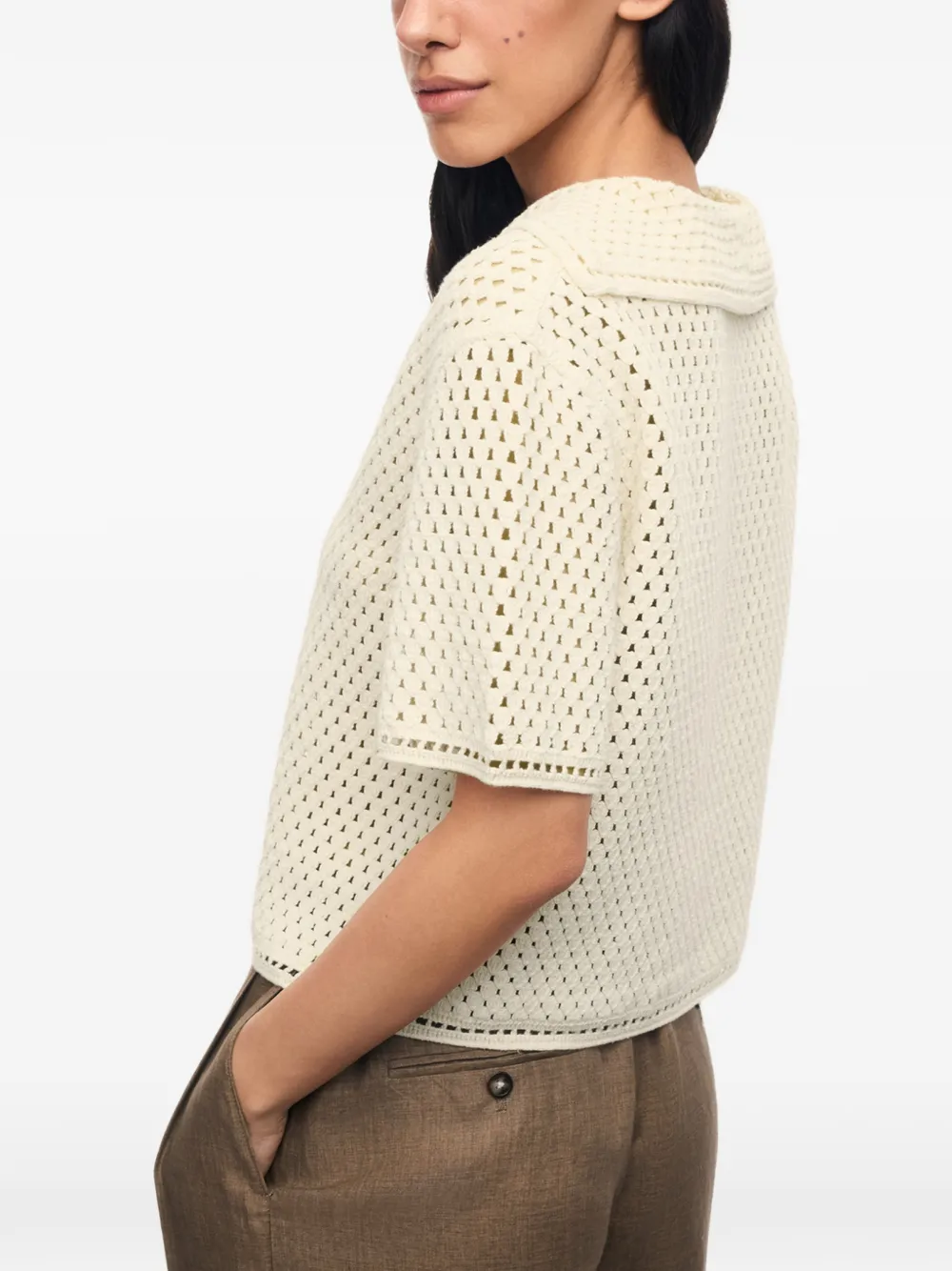 12 STOREEZ Meadow gehaakt T-shirt Beige