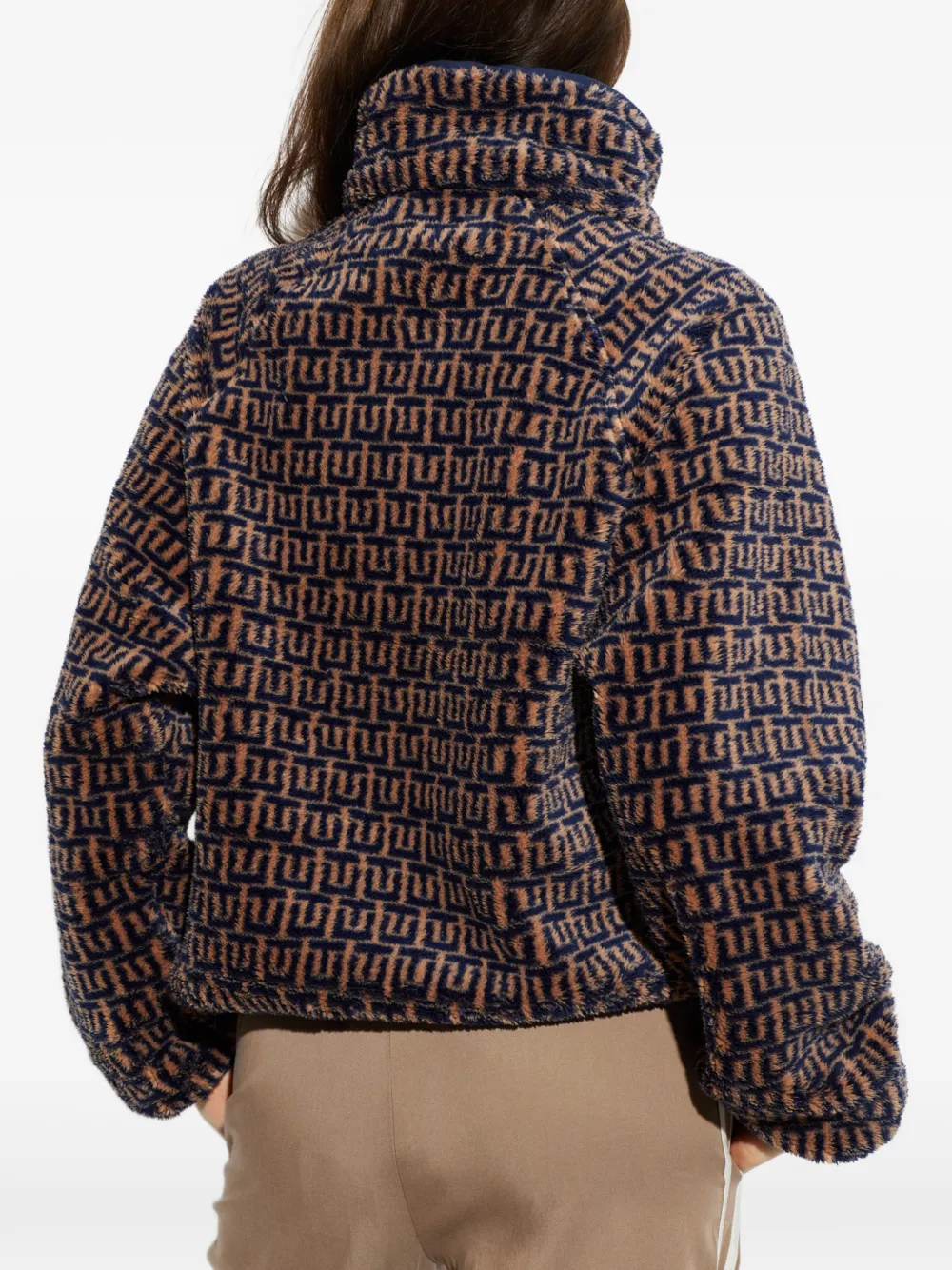 The Upside Castilla TU sweater met halve rits en print Bruin