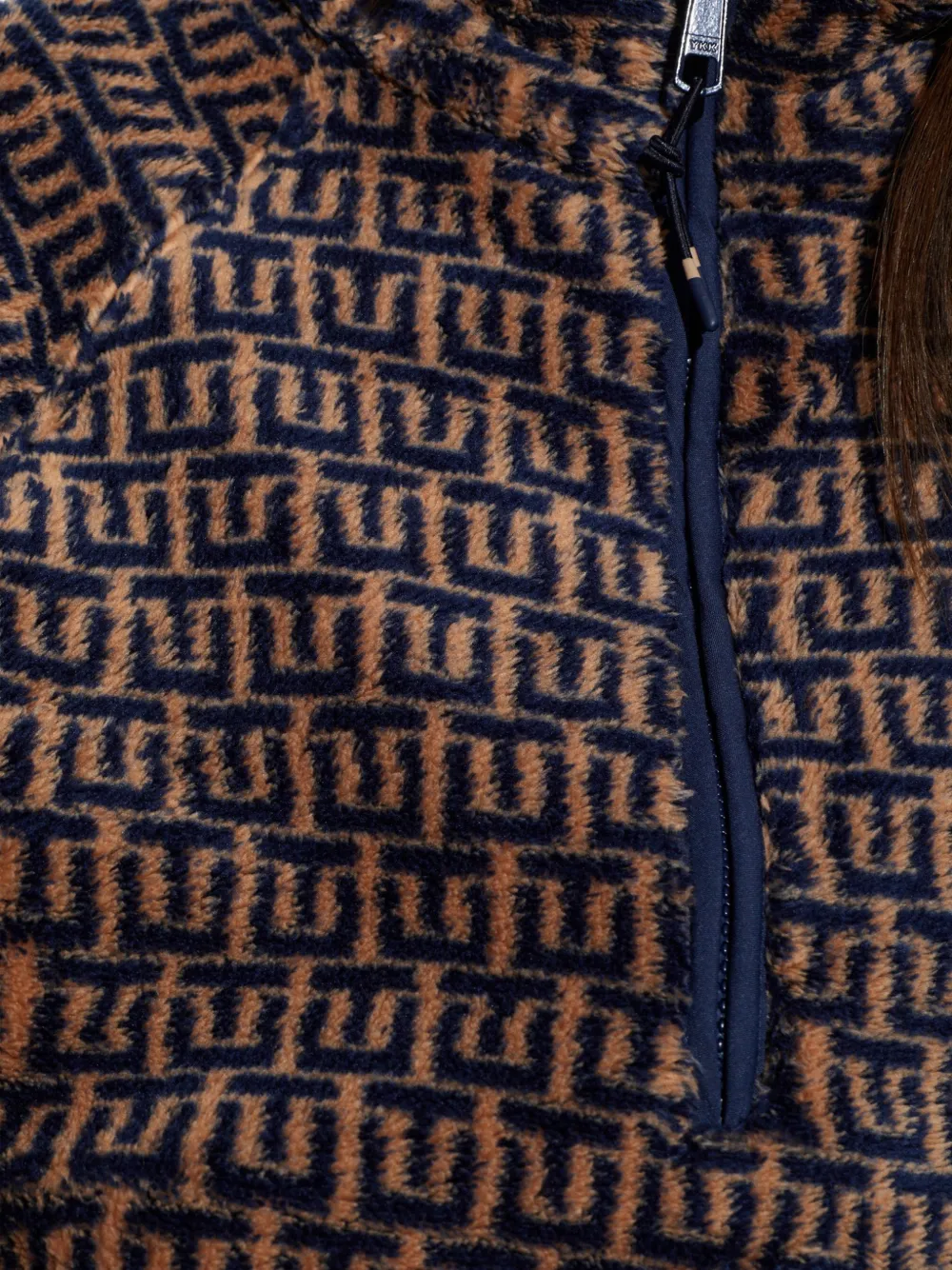 The Upside Castilla TU sweater met halve rits en print Bruin