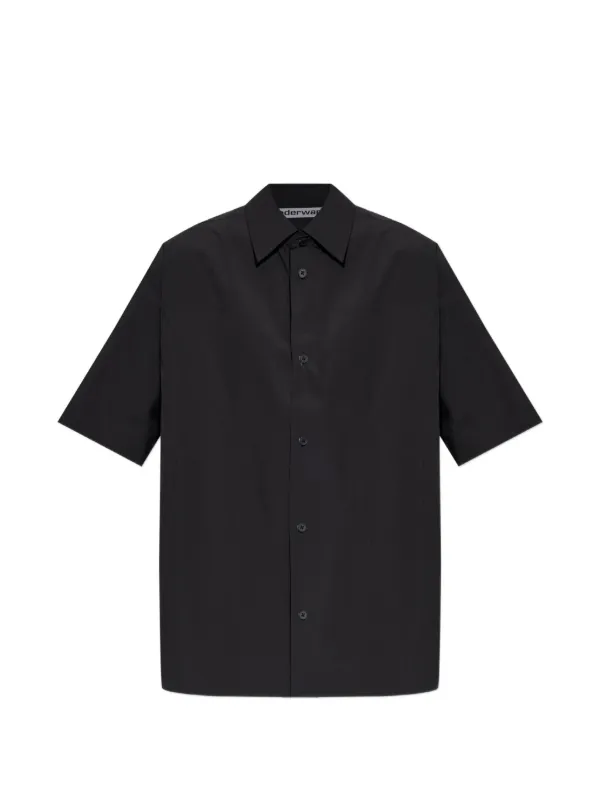 Alexander Wang Perforated Logo Short Sleeve Shirt in Black