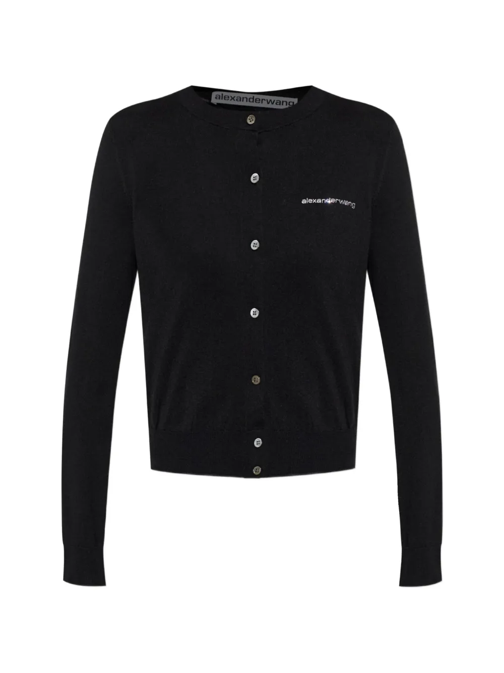 Alexander Wang crystal-embellished-logo cardigan - Nero