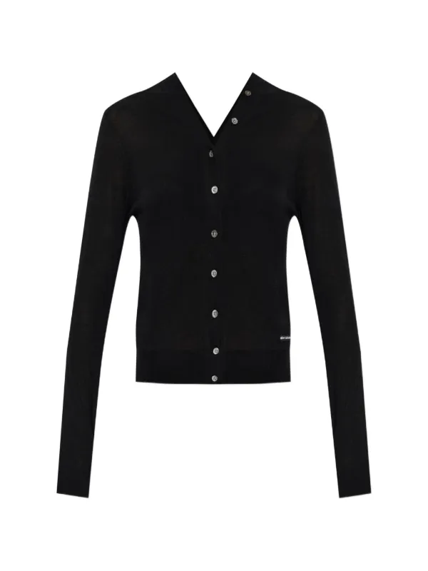 Alexander Wang Button-up Wool Cardigan in Black