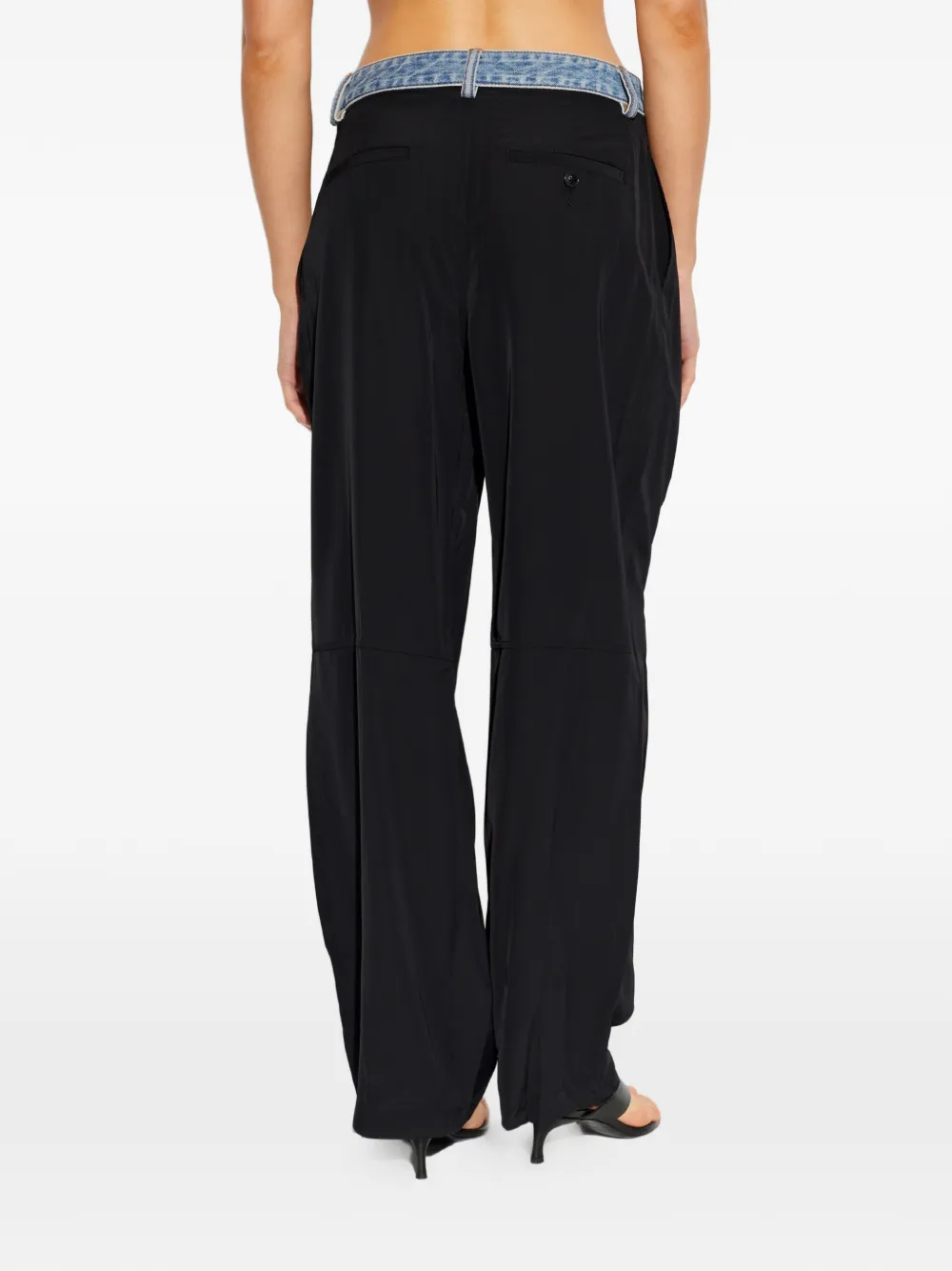 Alexander Wang Geplooide broek met denim tailleband Zwart