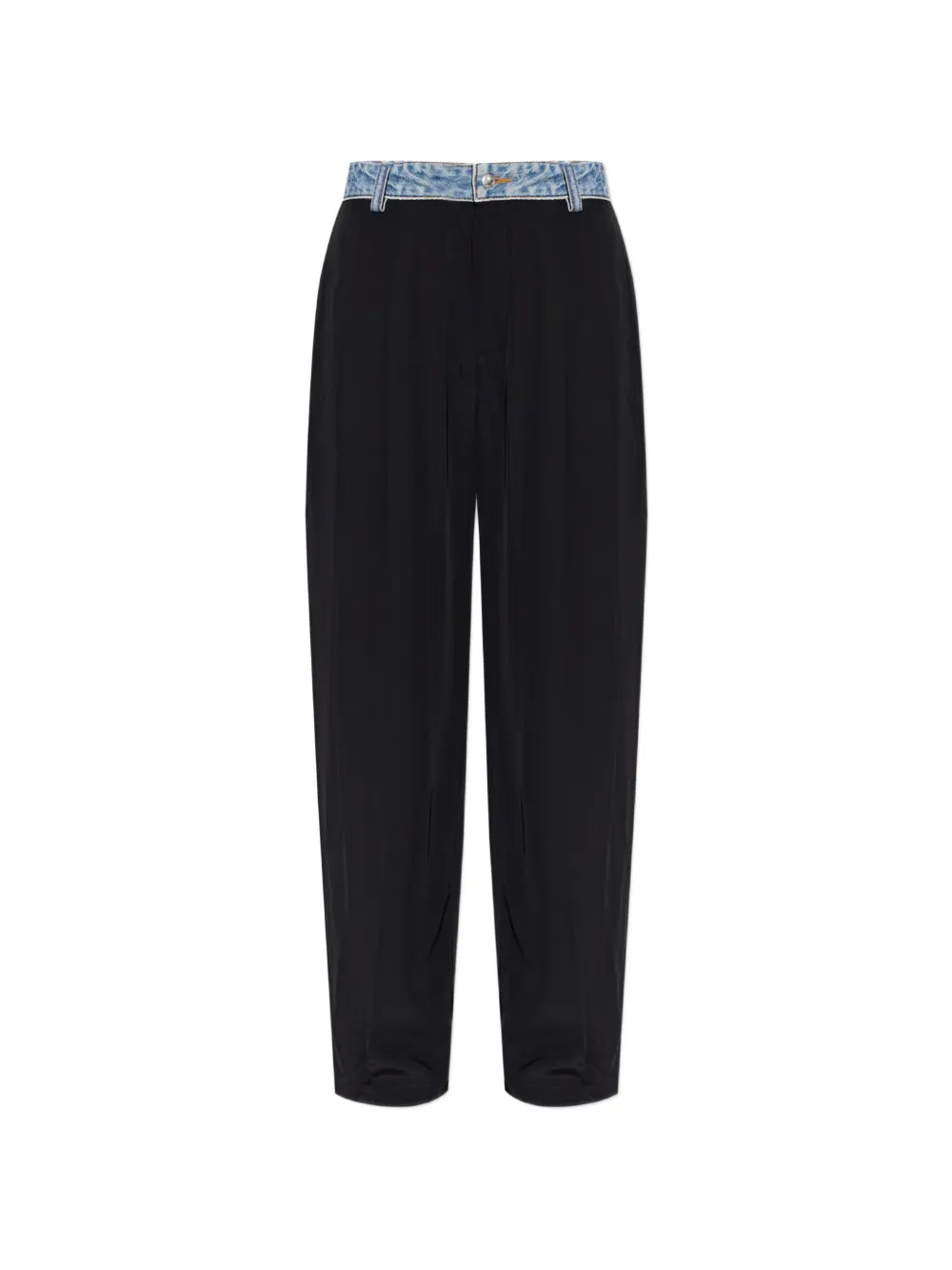 Alexander Wang pleated denim-waistband palazzo pants - Nero