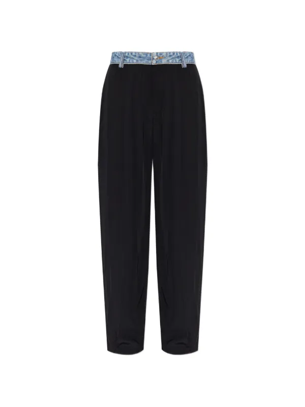 Alexander Wang denim-waistband Pleated Trousers | Black | FARFETCH
