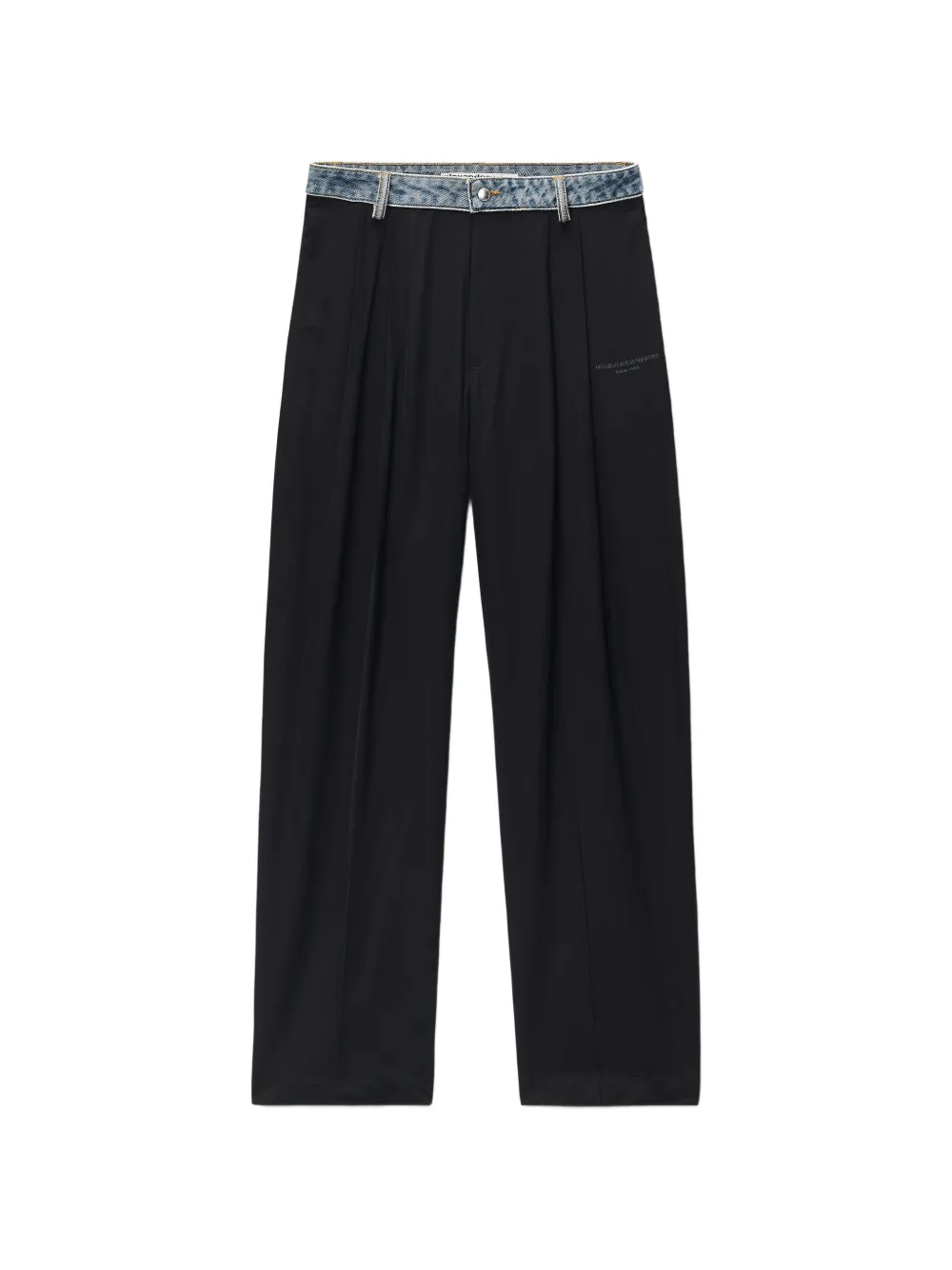 Alexander Wang Geplooide broek met denim tailleband Zwart