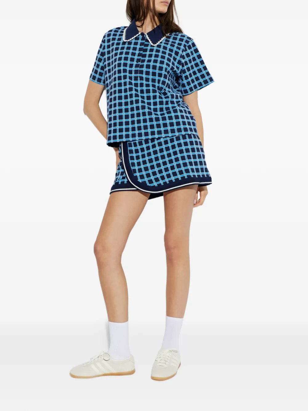 The Upside Clubhouse geruit poloshirt Blauw