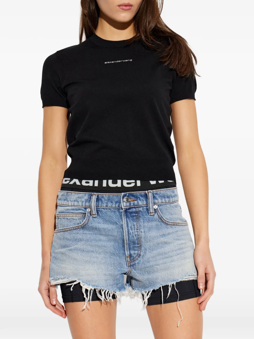 Alexander Wang T-shirt met glanzend logo Zwart