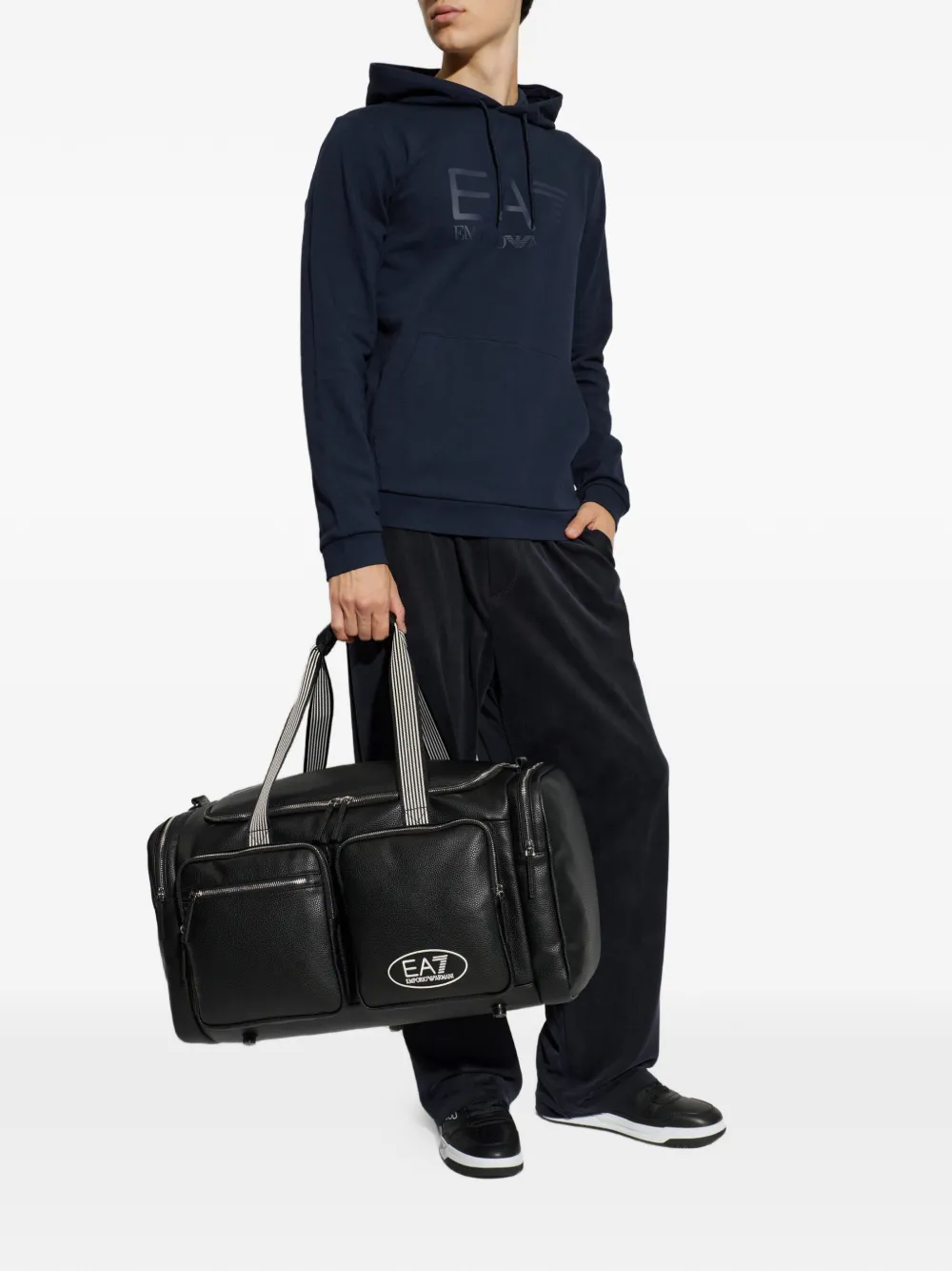 Ea7 Emporio Armani Hoodie met logoprint en trekkoord Blauw