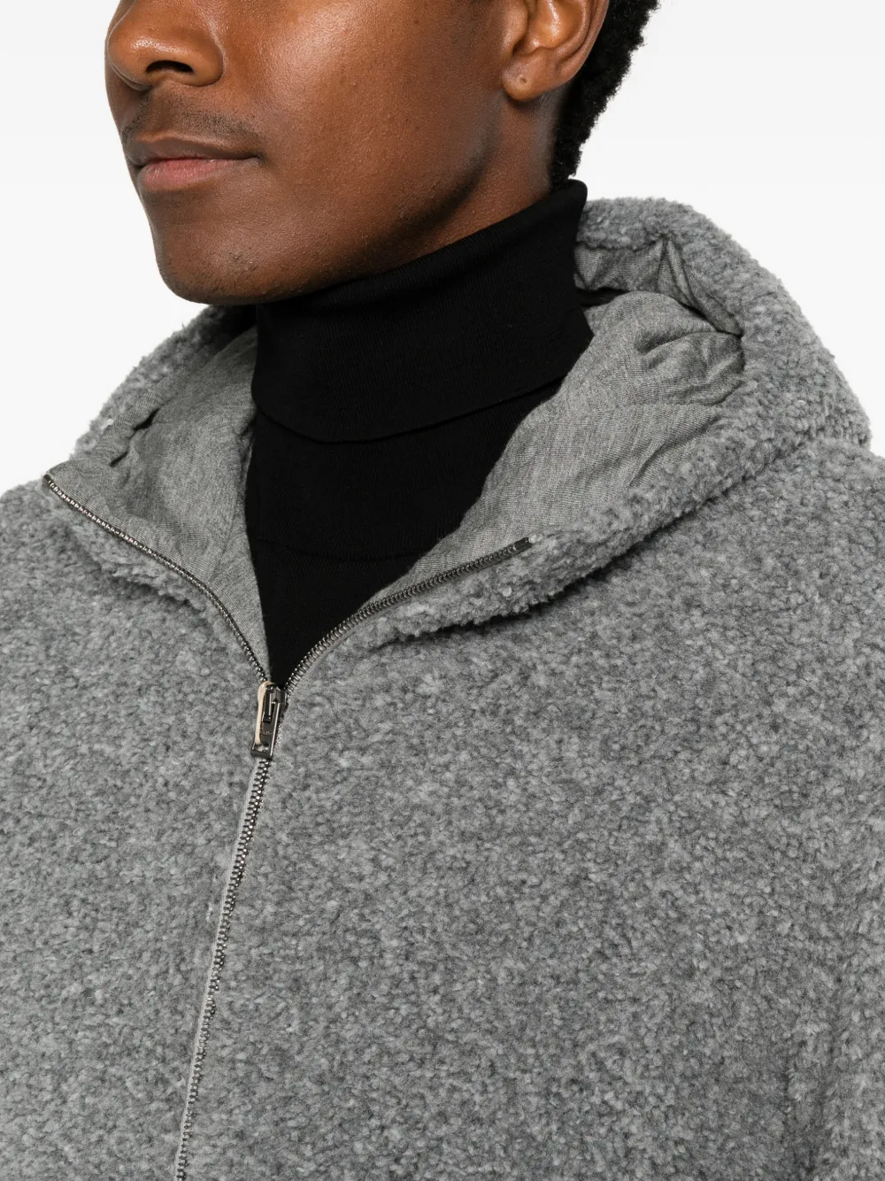 Herno Jas met capuchon en bouclé-effect Grijs