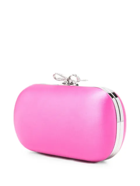 Self-Portrait Bow-detail satin clutch bag