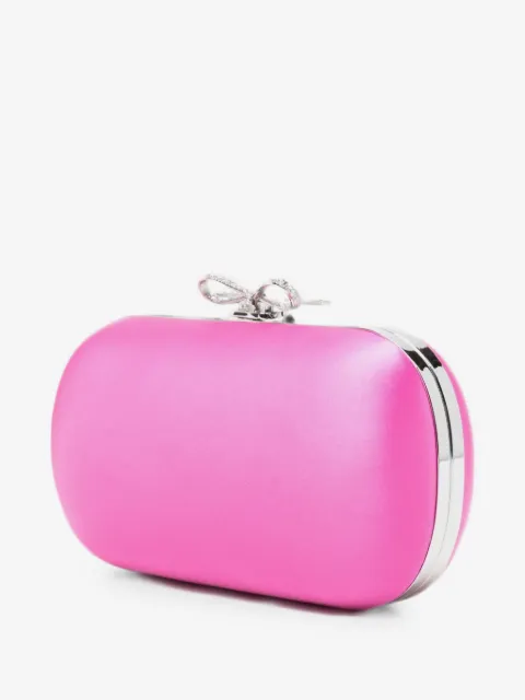 Self-Portrait Bow-detail satin clutch bag