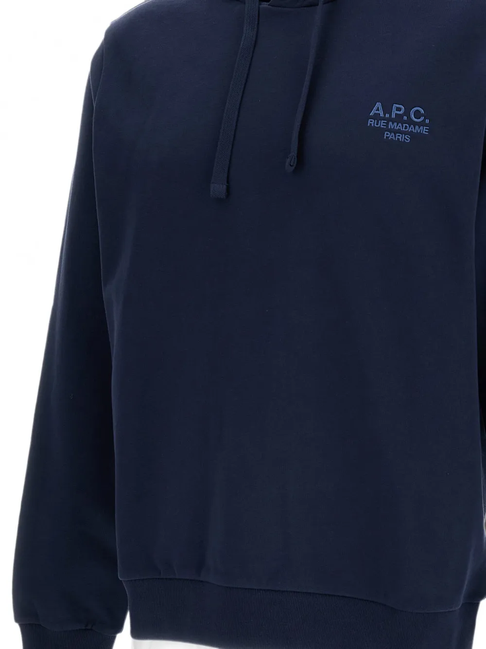  A.p.c. Logo-embroidered Drawstring Hoodie - Azul 