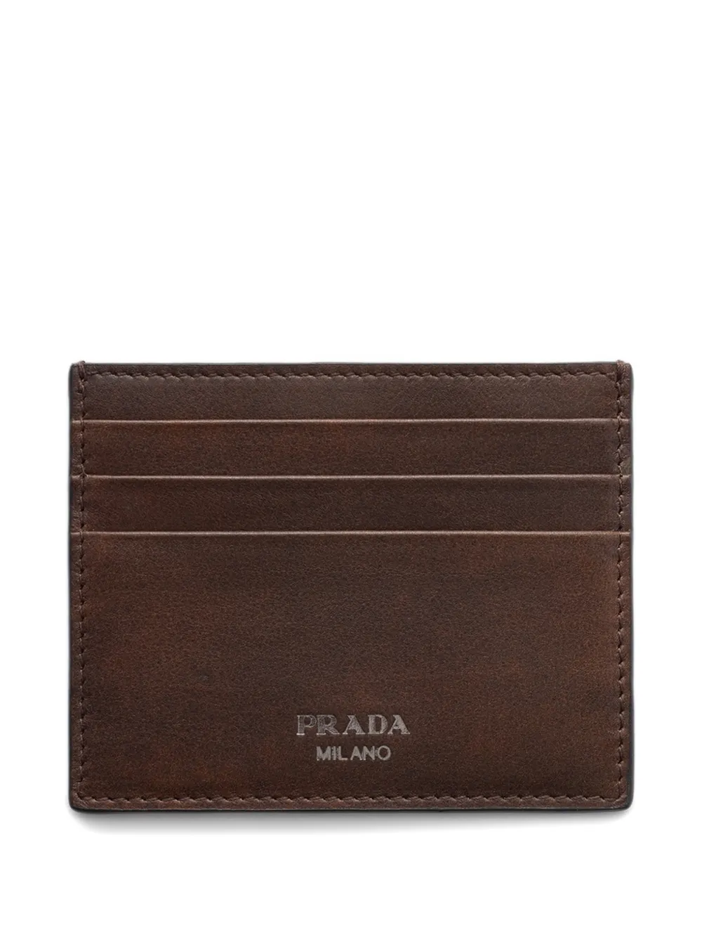 Prada leather card holder - Marrone