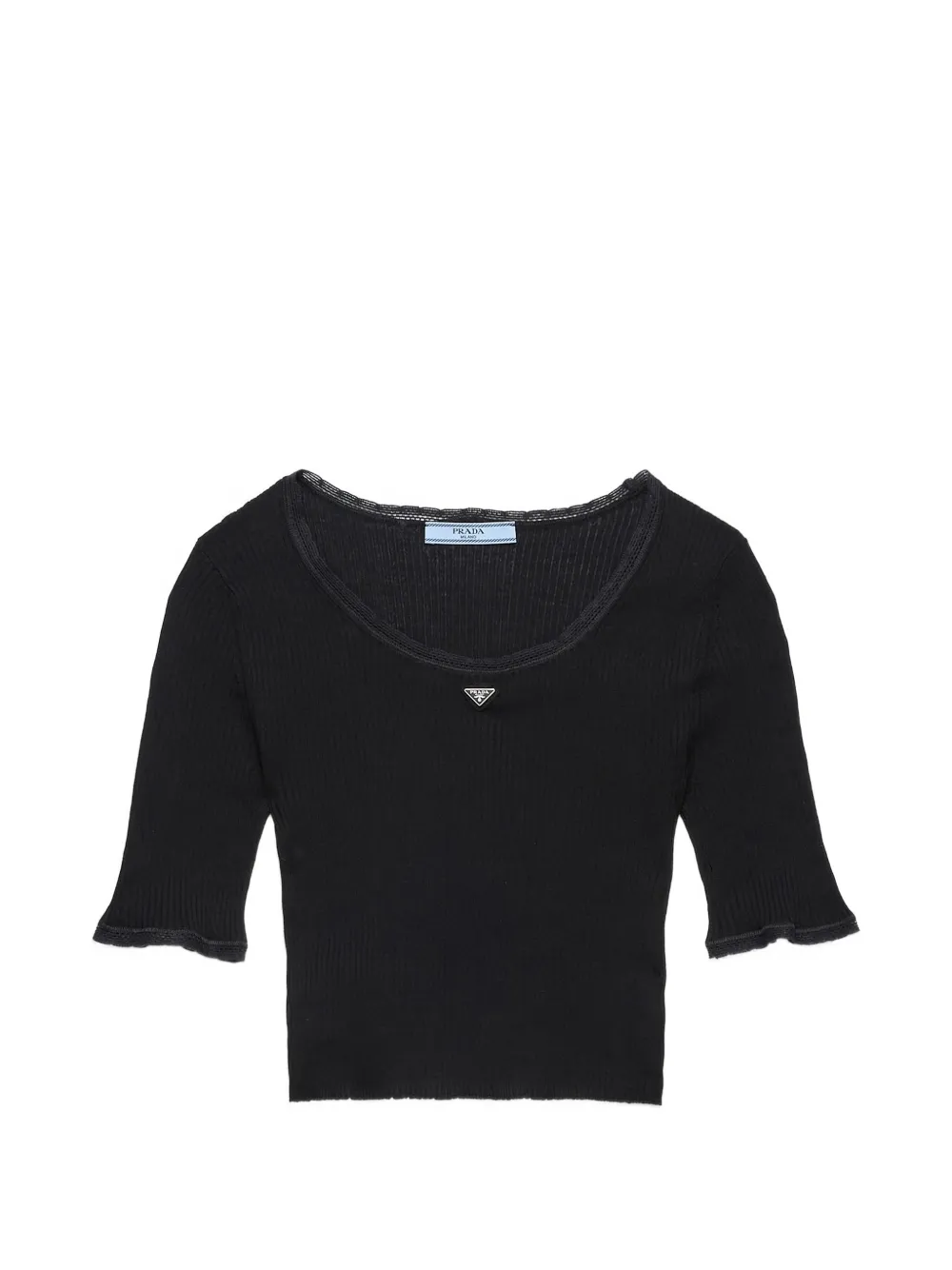 Prada cropped ribbed cotton T-shirt - Nero