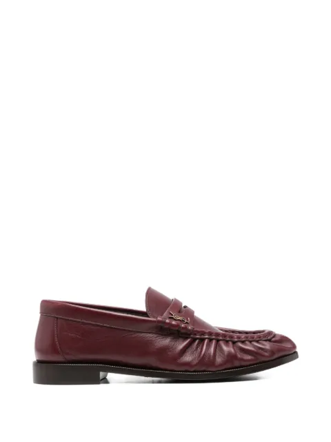 Saint Laurent Pre-Owned logo-plaque pleated loafers
