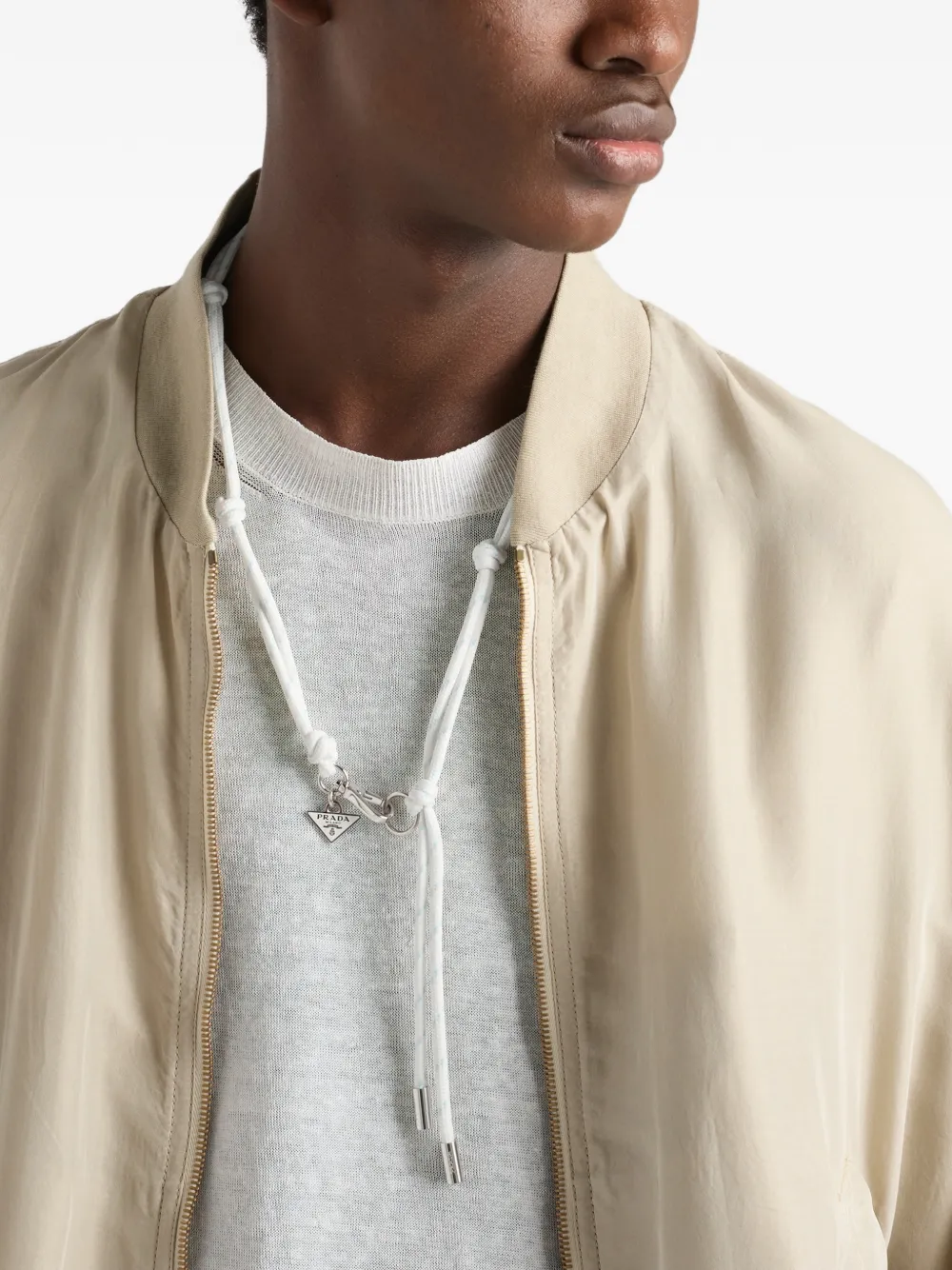  Prada Collar Con Cuerda - Plateado 