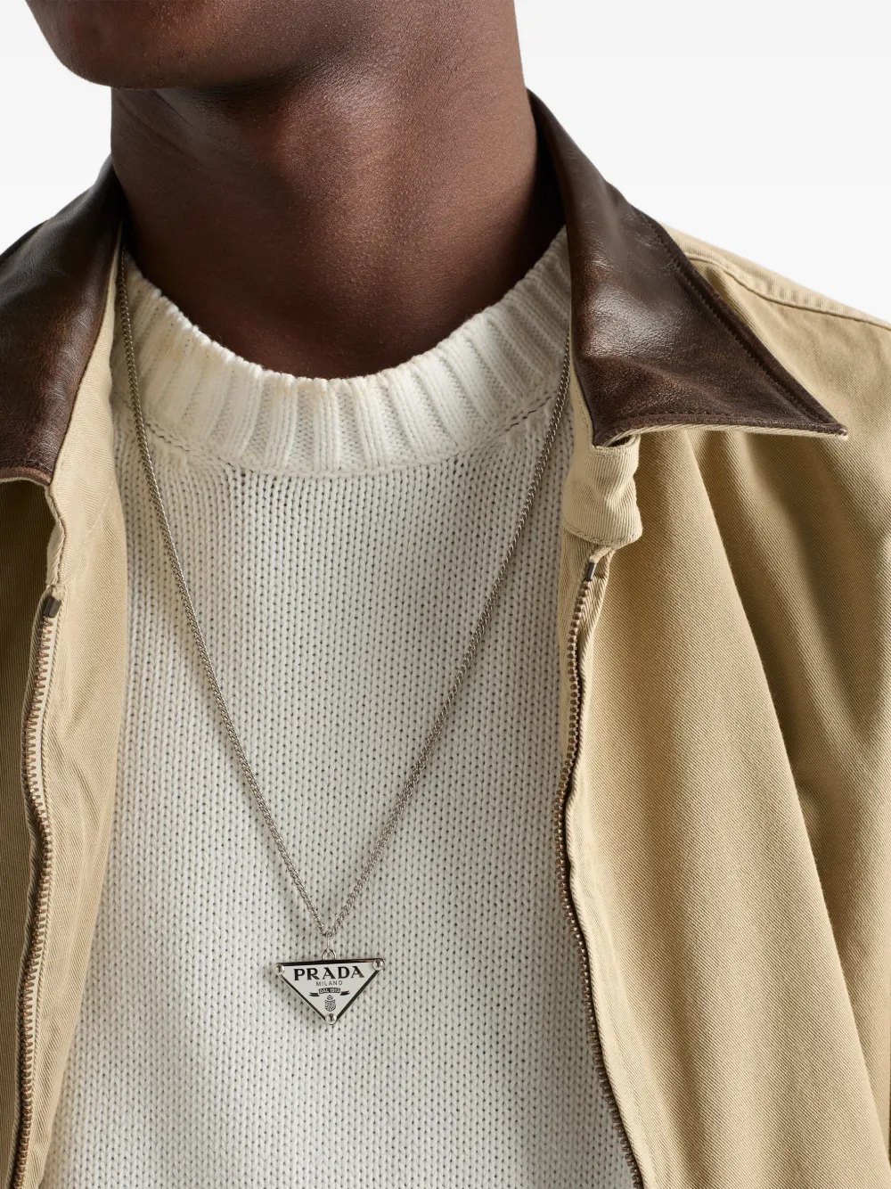  Prada Collar Esmaltado - Plateado 