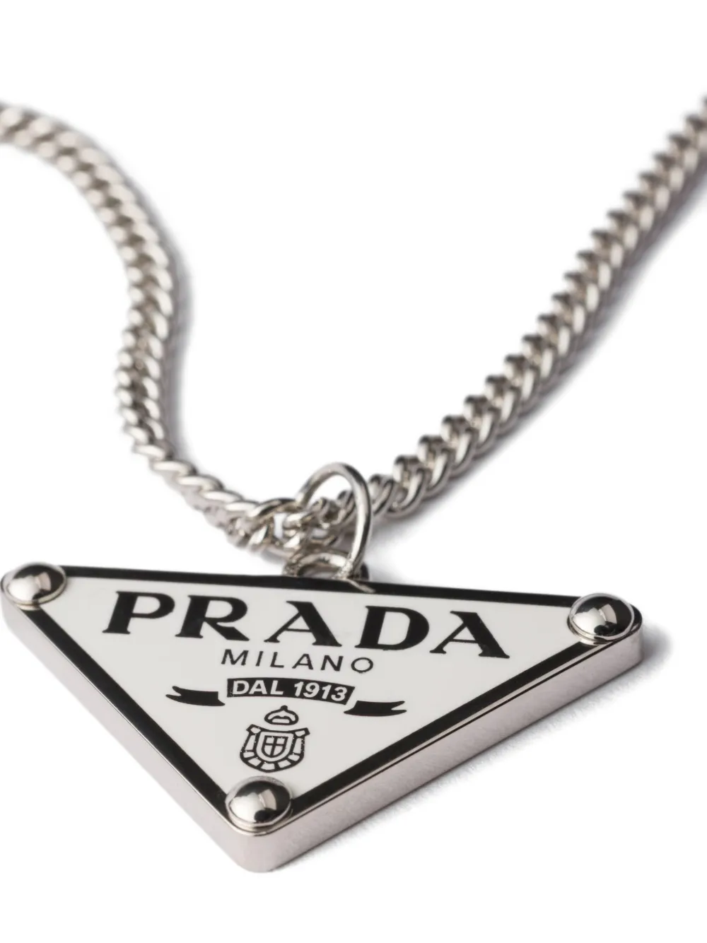  Prada Collar Esmaltado - Plateado 