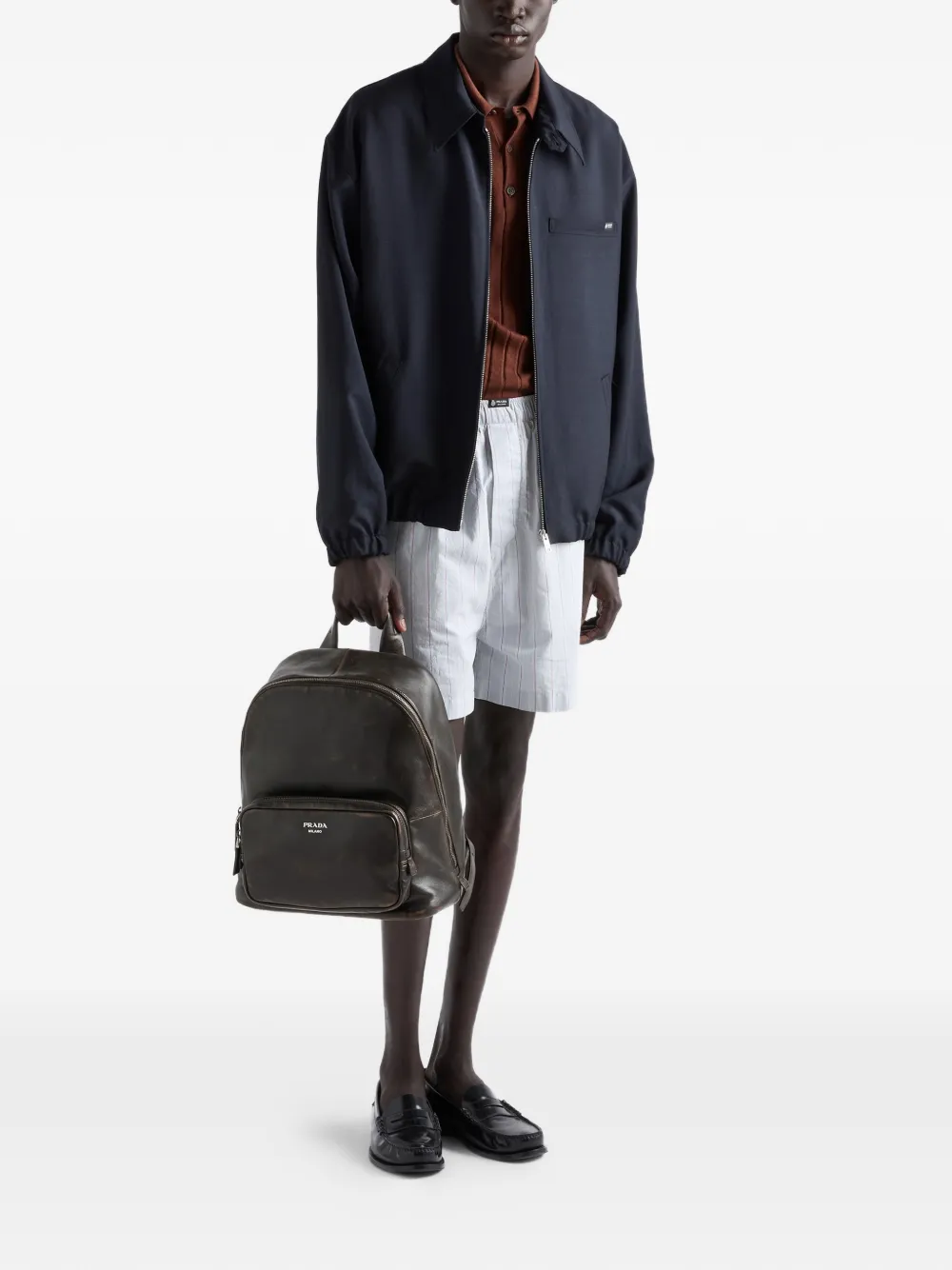 Prada Gerafelde nappa leren rugzak Bruin