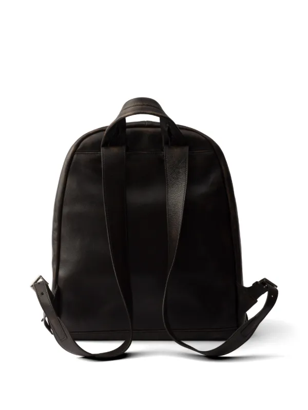 Prada Distressed Nappa Leather Backpack | Brown | FARFETCH