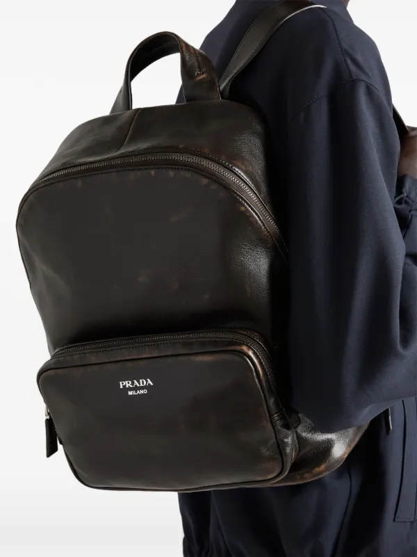distressed leather backpacks Vintage Handmade Full Grain Brown Backpack, Mens Leather Big B RockCow Leather Studio 18 x 12 Backpack made with 3-4 oz