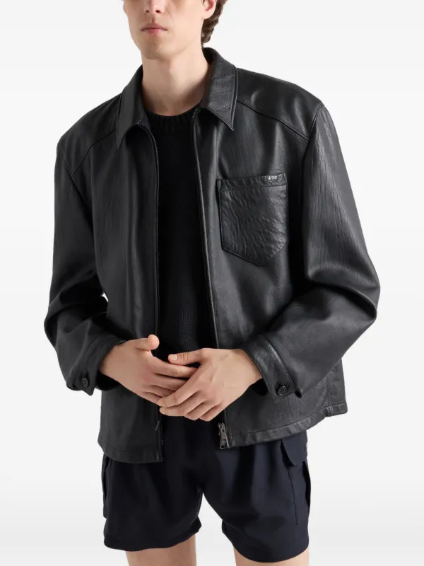 Prada Nappa Leather Jacket | Black | FARFETCH RO