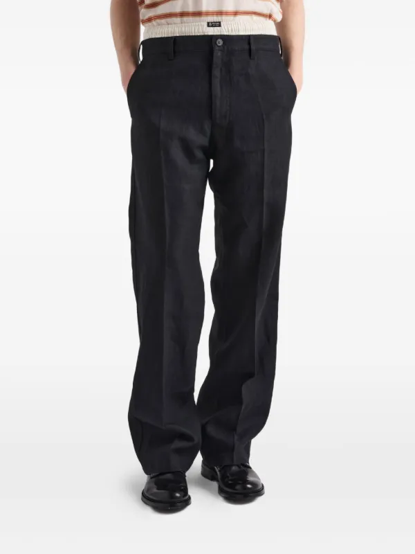 Prada Linen Pants | Black | FARFETCH
